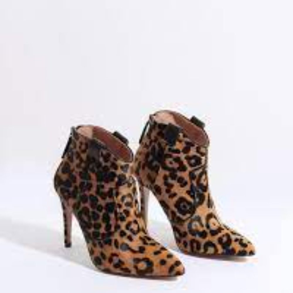 Veronica Beard Loretta Haircalf Leopard Booties